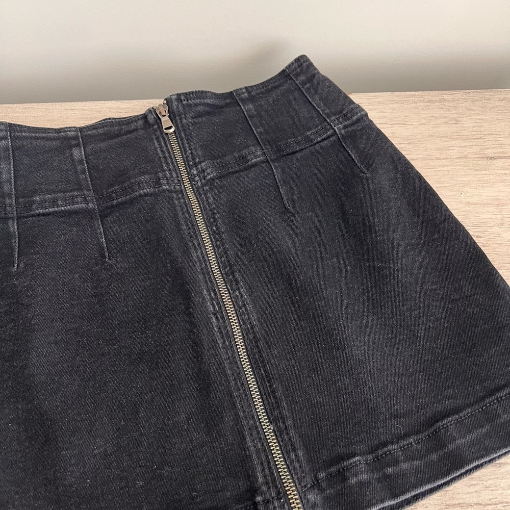 Free People Classic Black Denim Skirt